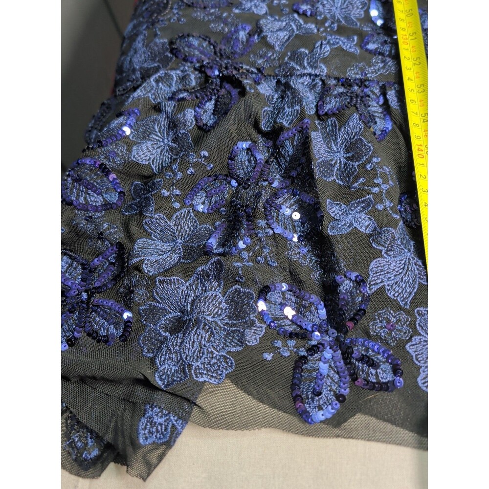 Dress The Population Anabel Women XXL Navy Blue Sequin Embroidered Floral Gown - Picture 13 of 16